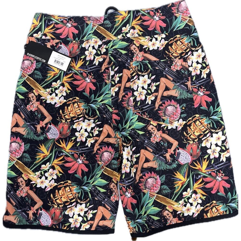 Black Rifle Coffee Company Mens  Board Swim Shorts  Hula Girl Tropical SMALL NWT